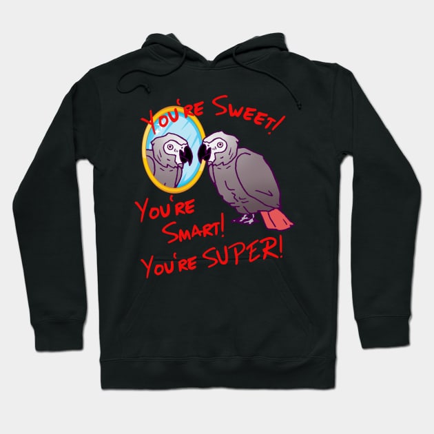 Daily Attitude Affirmations African Grey Parrot Image Hoodie by Einstein Parrot